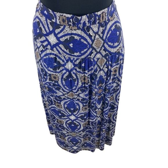 Maeve Anthropologie Cyprus XL Wrap Skirt Blue Motif Boho African Graphic Fits 1X - Picture 7 of 16